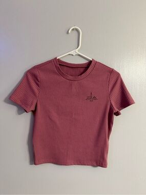SHEIN Mauve Ribbed Short Sleeve Tee Size XS